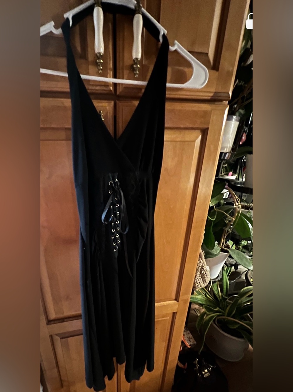 Black Vintage Y2K Lace-Up Corset Halter top  Dress w/ see thru Lace